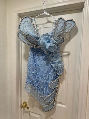 Custom blue formal cocktail dress